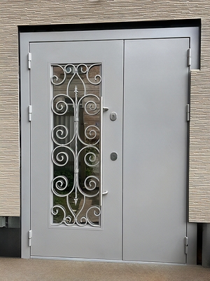 Дверь с решеткой и стеклом